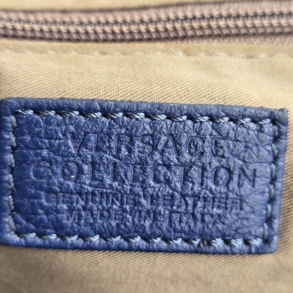 Authentic Versace Leather Shoulder Crossbody Bag Women Blue Removeable Strap - Picture 13 of 16